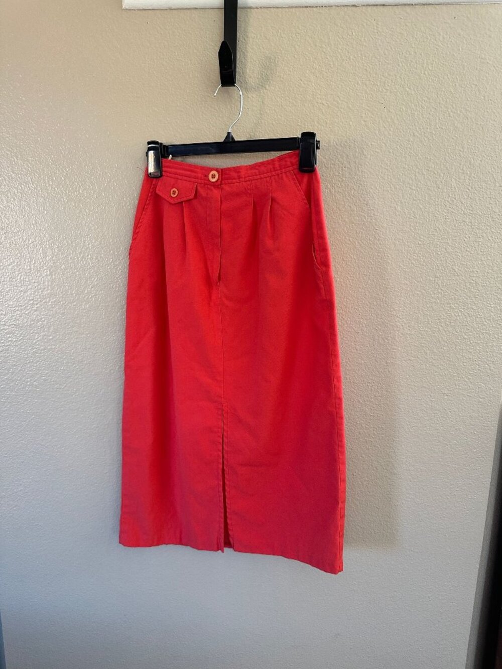 Tattoo Of California Womens Red Midi Skirt Side Button Polyester Blend Vintage